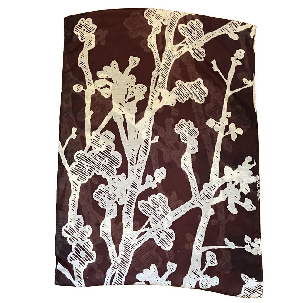 Batik Cherry Blossom Scarf Brown Cream